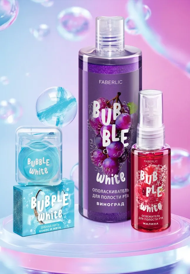 Ополаскиватель для полости рта с виноградом Bubble White