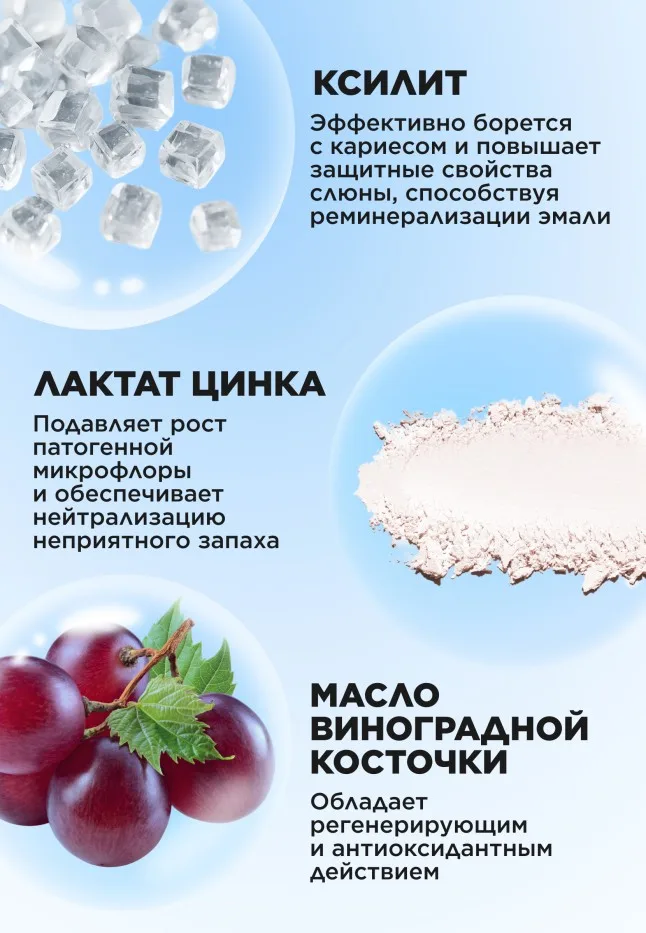 Отбеливающая зубная паста с виноградом «Профилактика кариеса» Bubble White