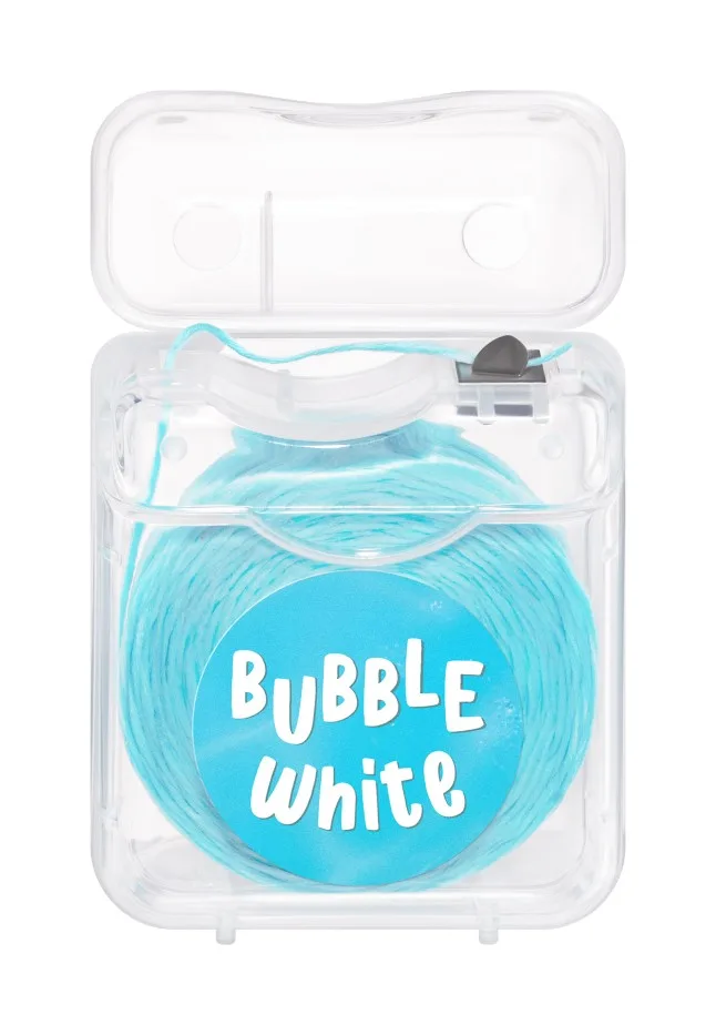 Голубая зубная нить с мятой и кокосом Bubble White