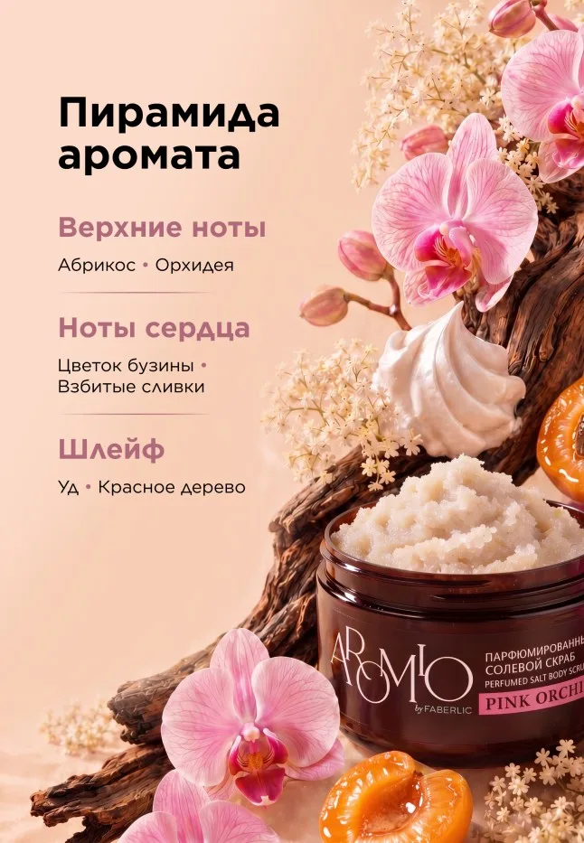 Парфюмированный солевой скраб для тела Pink Orchid