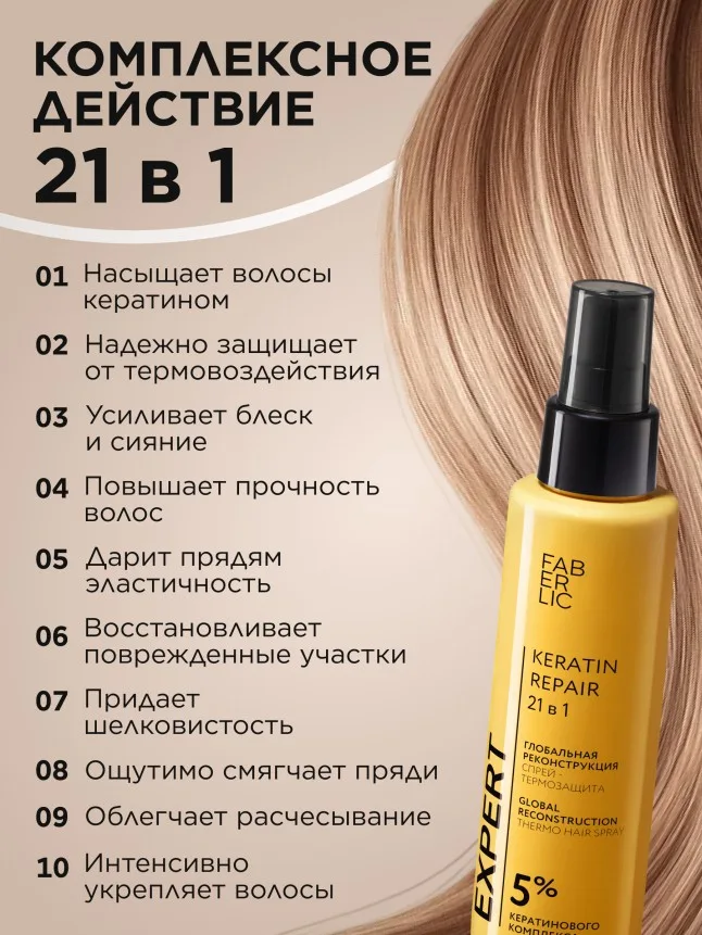 Спрей-термозащита 21 в 1 «Глобальная реконструкция» Expert Hair