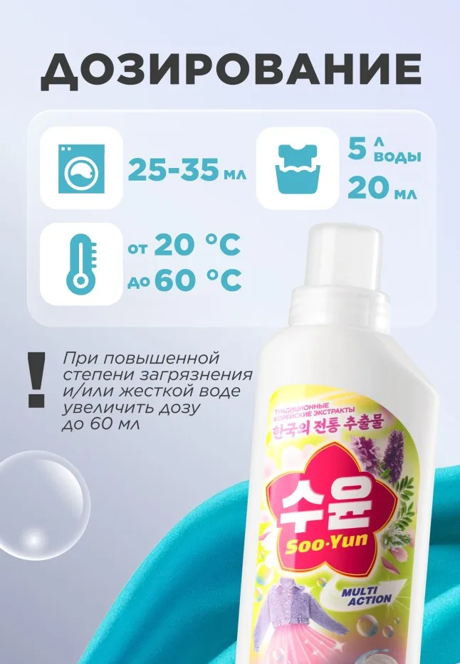 Мультигель для стирки с кондиционером «Нероли и гибискус» Soo-Yun