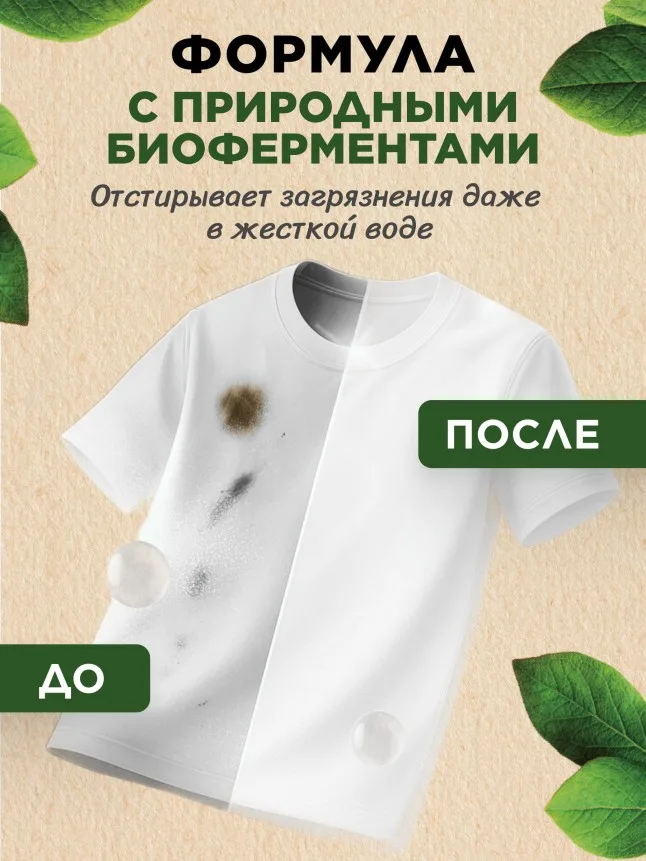 Концентрированный стиральный порошок для белого и цветного Home Gnome Greenly