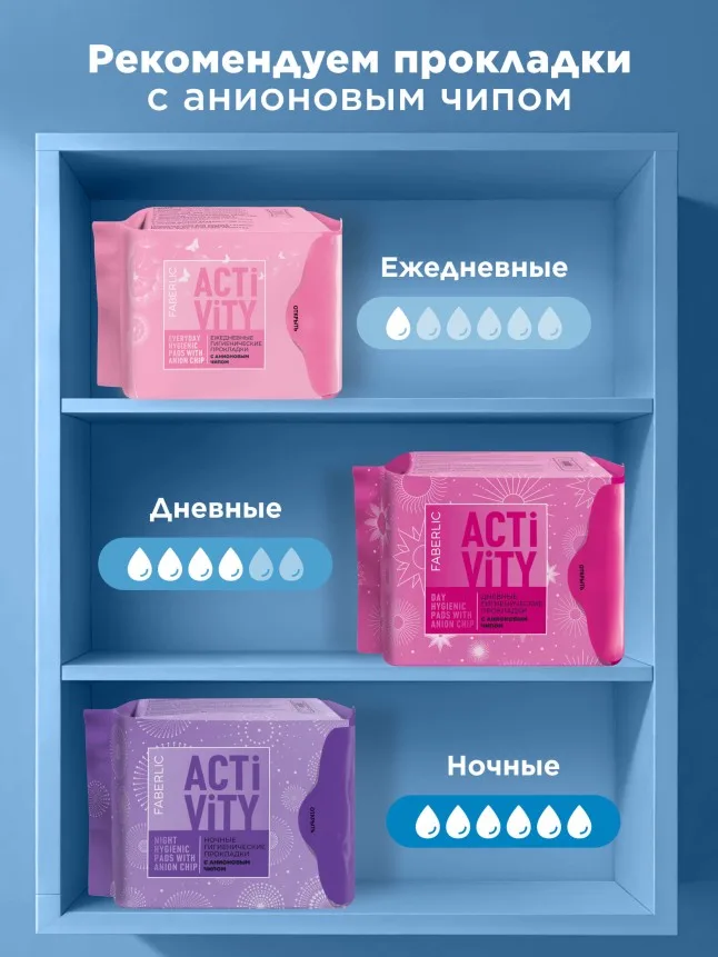 Ночные гигиенические прокладки с хитозановым чипом Activity