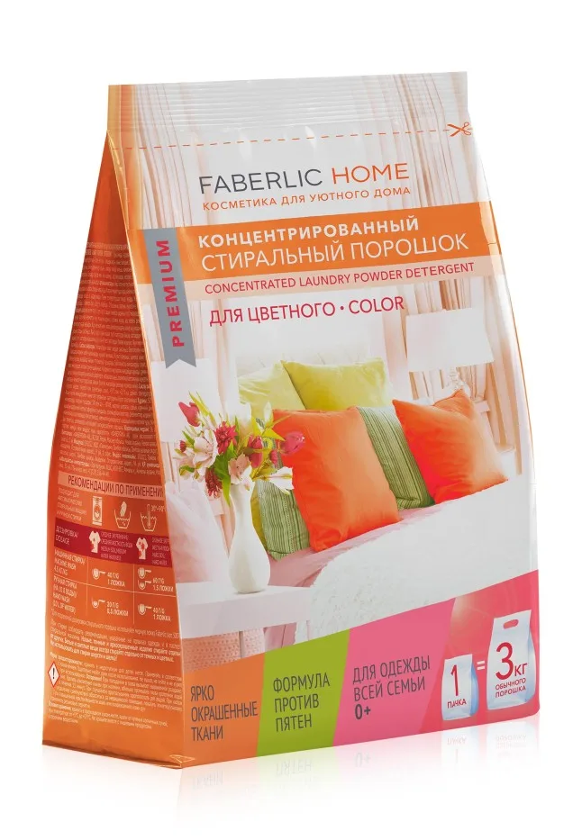 Концентрированный стиральный порошок для цветных тканей Premium Color