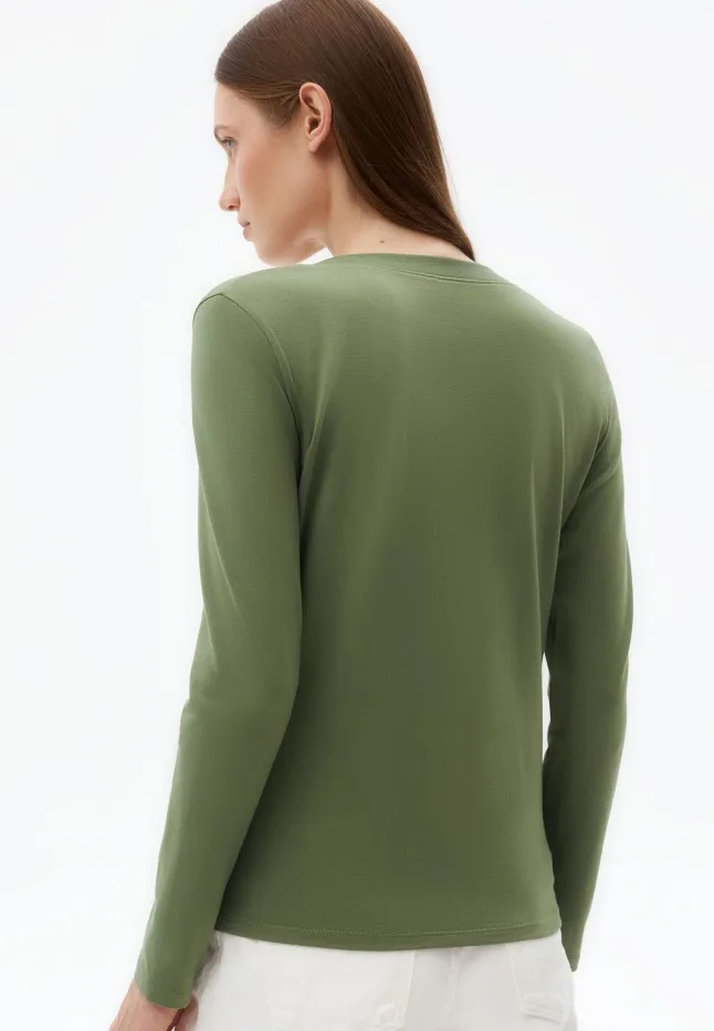 Лонгслив женский с планкой, цвет эвкалиптовый