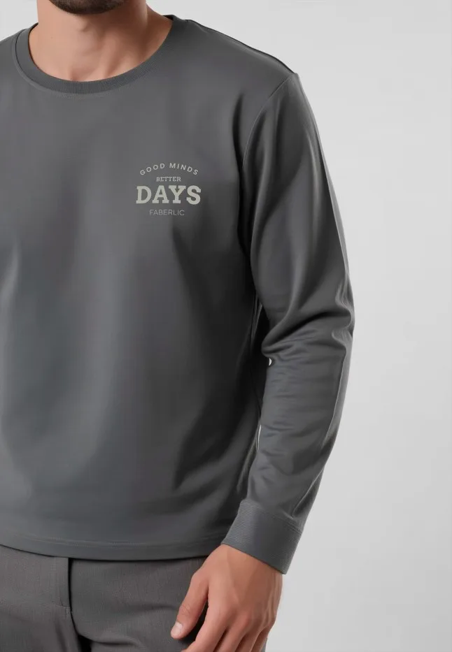 Мужской свитшот-лонгслив с принтом «Days», цвет графит