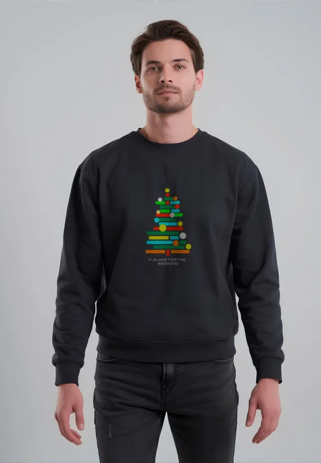 Мужской свитшот с принтом Festive, цвет черный