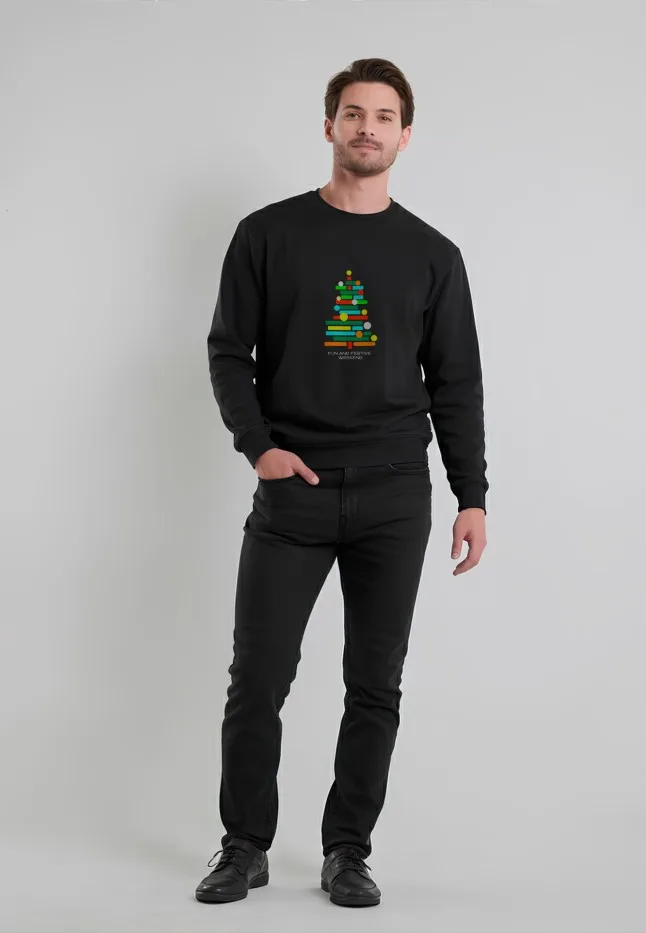 Мужской свитшот с принтом Festive, цвет черный