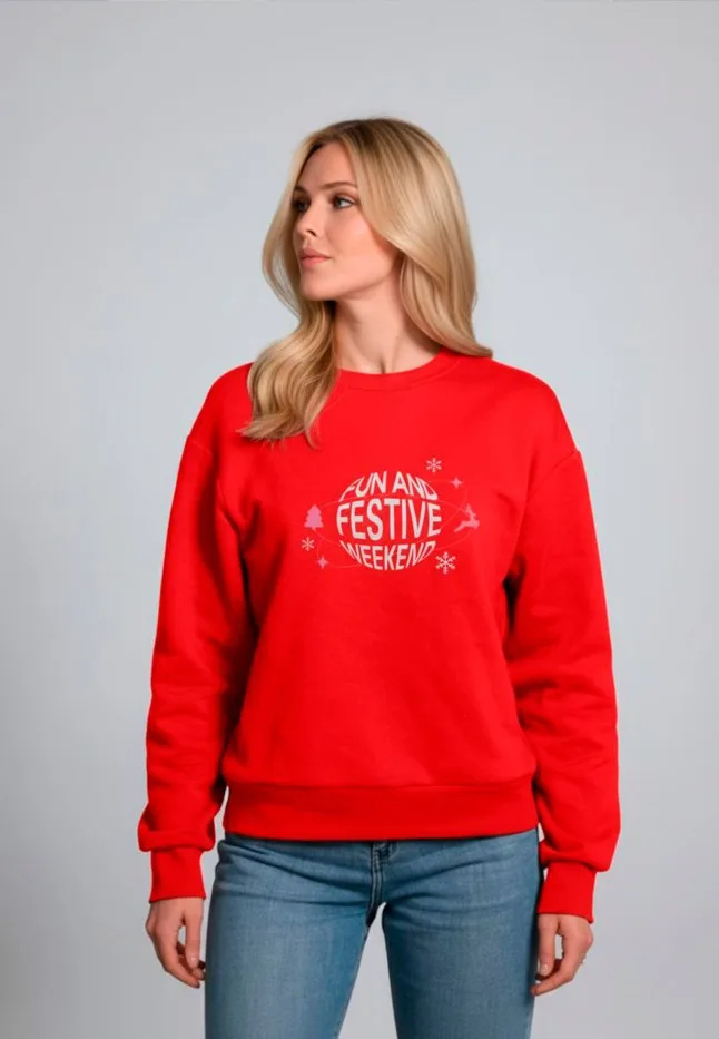 Женский свитшот с принтом Fun And Festive Weekend, цвет красный